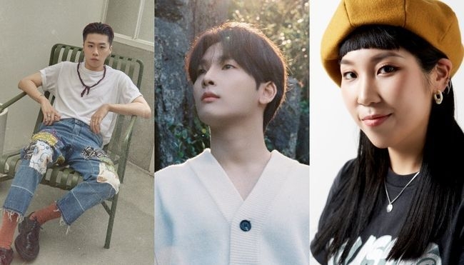 왼쪽부터 싱어송라이터 준(JUNE), 이민혁, 로니추. (사진=댕댕왕왕조이콘서트 운영사무국 제공)