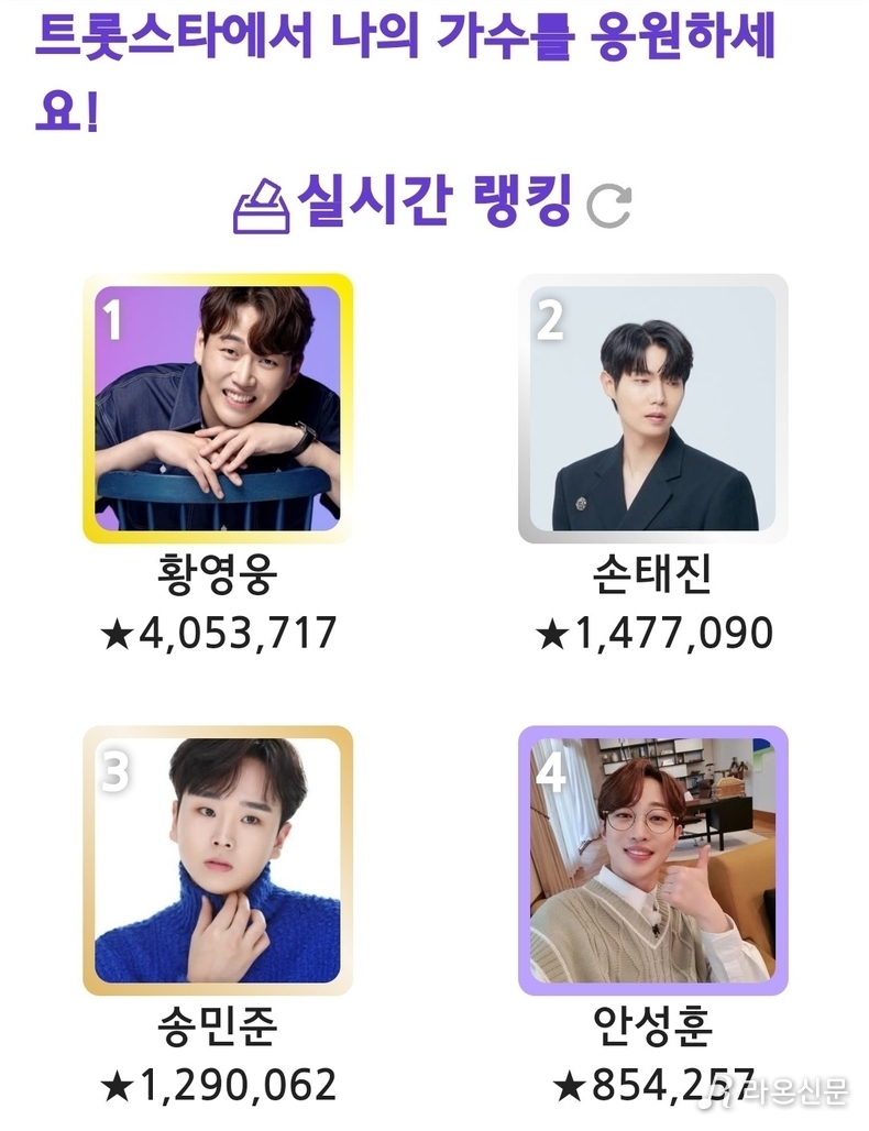 (사진=트롯스타 투표 앱 갈무리)
