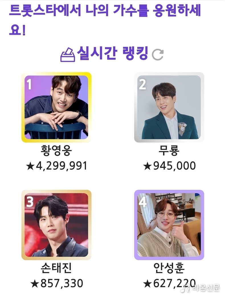 (사진=트롯스타 투표 앱 갈무리)