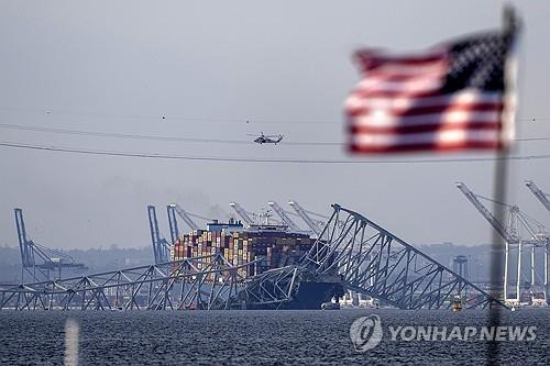미국 메릴랜드주 볼티모어 프랜시스 스콧 키 다리가 컨테이너선과 충돌해 무너졌다./사진=연합뉴스