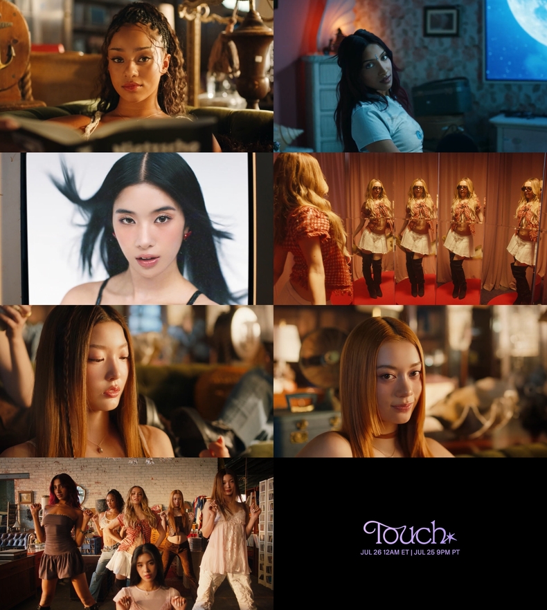 캣츠아이 두 번째 싱글 '터치' 뮤직비디오 1차 티저 갈무리/사진=하이브