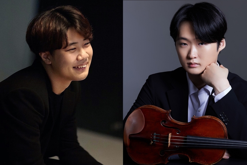 미국 3대 피아노 콩쿠르인 지나 바카우어 올해 우승자 피아니스트 ‘선율’(왼쪽)과 퀸엘리자베스 콩쿠르 본선 진출한 바이올리니스트 ‘유다윤’(사진=신한은행)