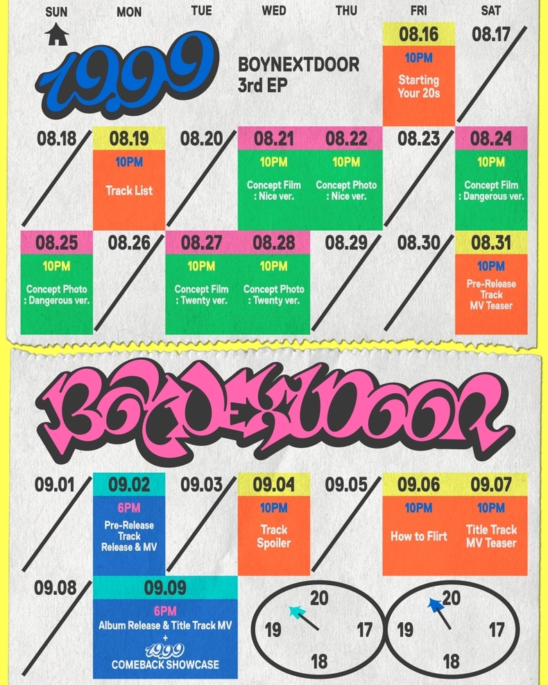 보이넥스트도어 미니 3집 '19.99' 스케줄러/사진=KOZ 엔터테인먼트