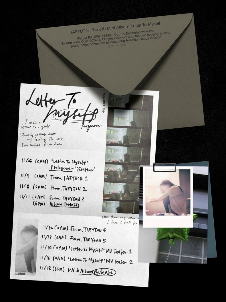 태연 미니 6집 'Letter To Myself' 스케줄 포스터 이미지/사진=SM엔터테인먼트