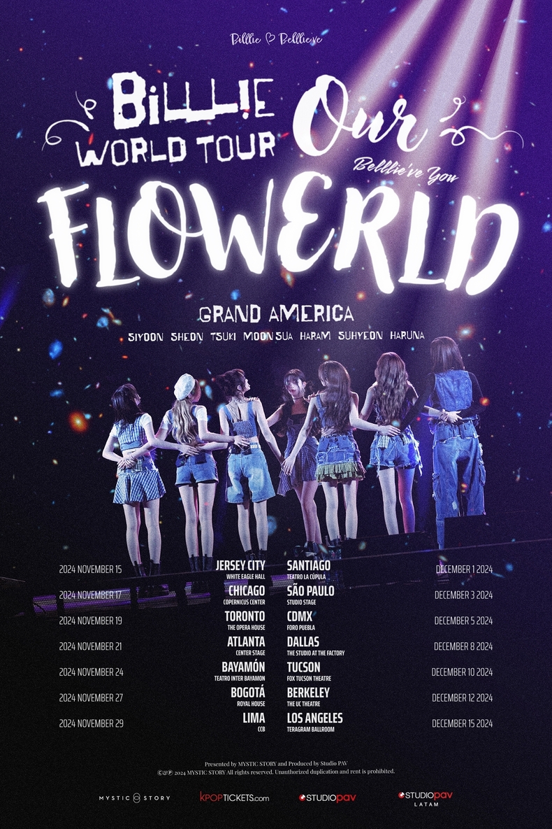 빌리 월드투어 'OUR FLOWERLD (Belllie_ve You)' 북남미 공연 포스터/사진=미스틱스토리
