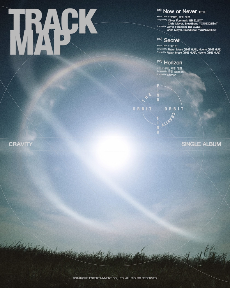 크래비티 싱글앨범 'FIND THE ORBIT' 트랙맵/사진=스타쉽엔터테인먼트