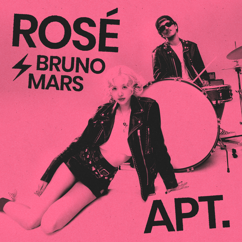 로제X브루노 마스의 듀엣곡 ‘아파트(APT.)(ROSÉ & Bruno Mars)’ 영국 오피셜 싱글 차트 3위 기록/사진=더블랙레이블
