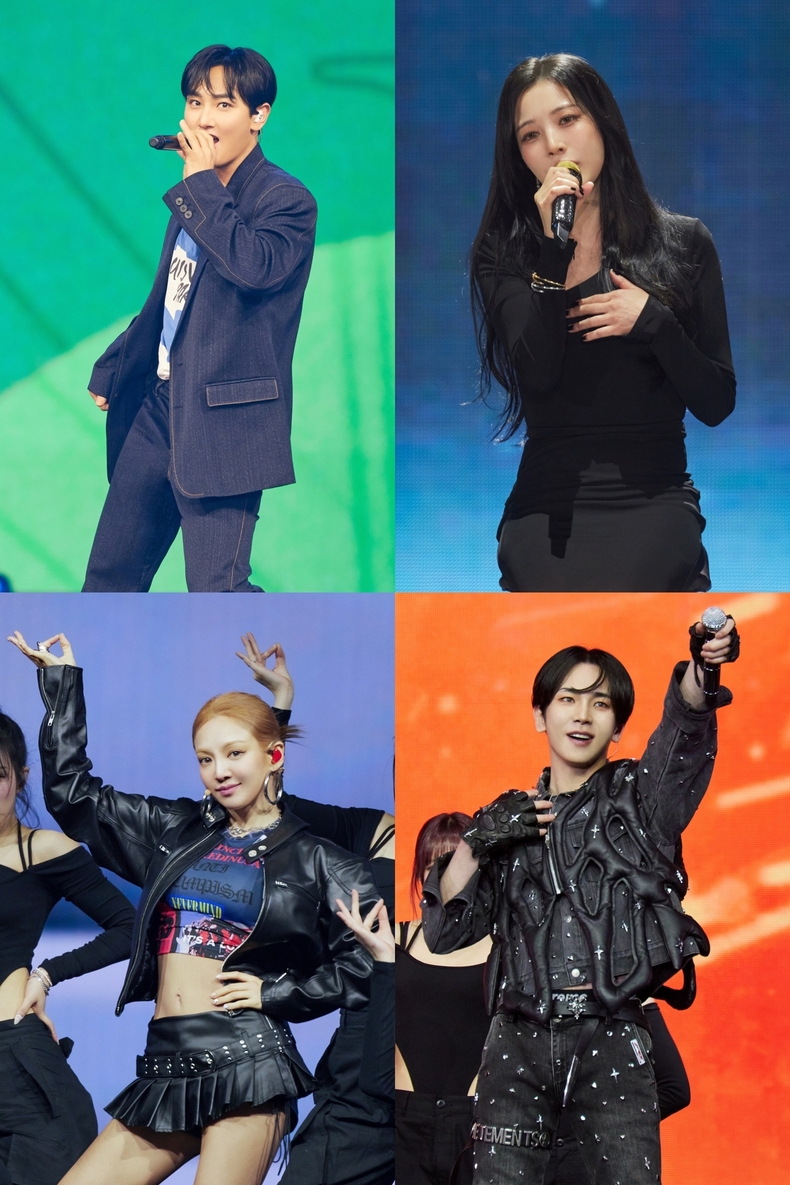 SMTOWN LIVE 2025 서울 콘서트 무대(왼쪽 상단부터 강타, 보아, 효연, 샤이니 키)/사진=SM엔터테인먼트