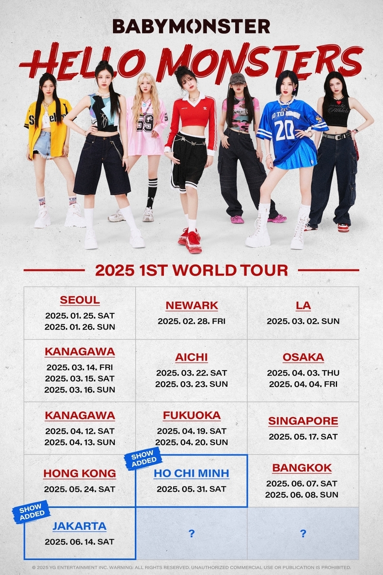 베이비몬스터 월드 투어 'HELLO MONSTERS' 포스터/사진=YG엔터테인먼트