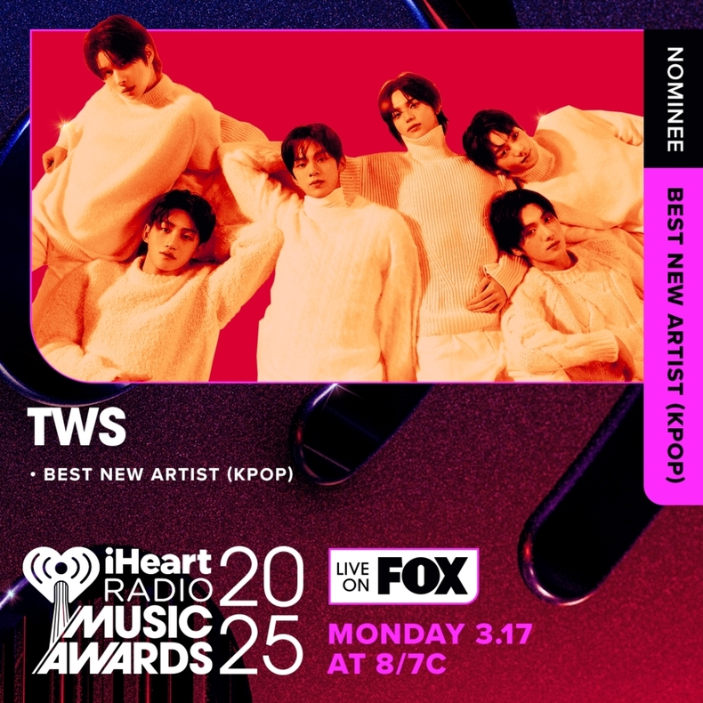 투어스 '아이하트라디오 뮤직 어워드' 노미네이트/사진=iHeartRadio Music Awards 2025