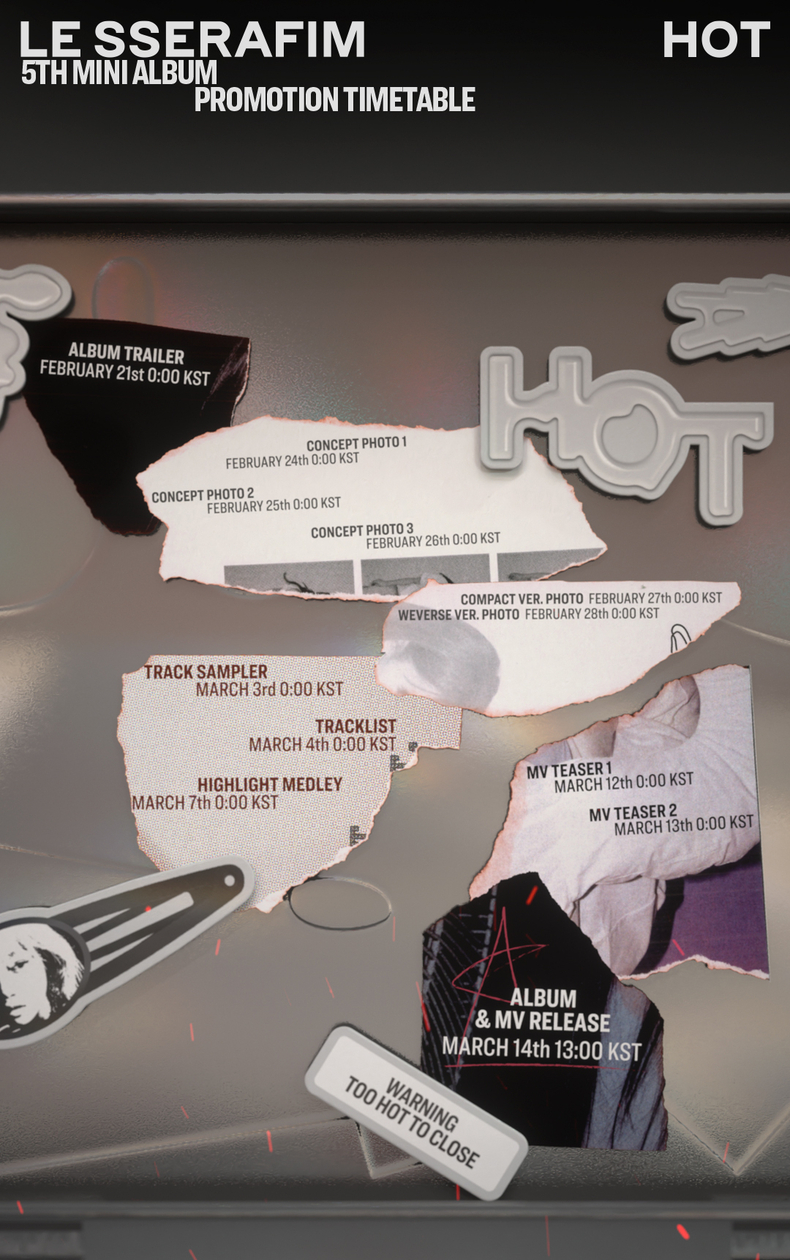르세라핌 미니 5집 'HOT' 프로모션 타임테이블/사진=쏘스뮤직
