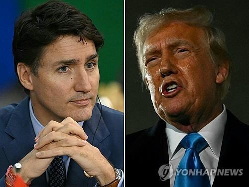 쥐스탱 트뤼도 캐나다 총리와 도널드 트럼프 미국 대통령