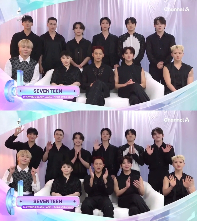 세븐틴, ‘디 어워즈’ 올해의 아티스트 수상/사진=채널A ‘제1회 디 어워즈’ 캡처