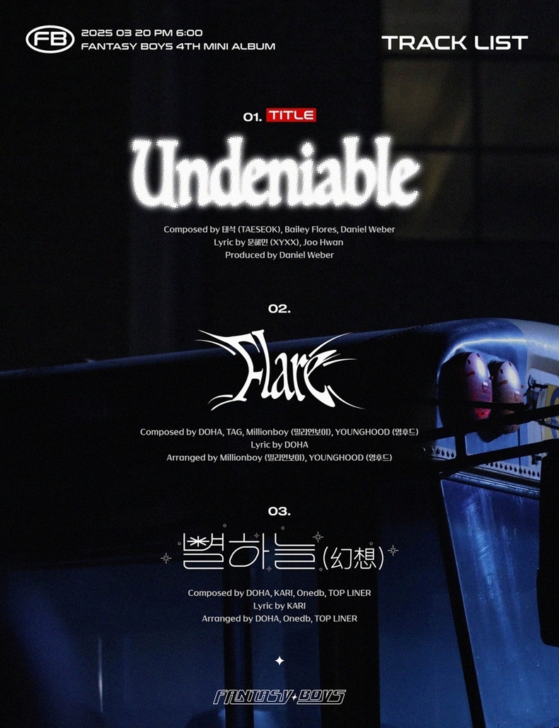 판타지 보이즈 미니 4집 ‘언디나이어블(UNDENIABLE)’ 트랙리스트/사진=포켓돌스튜디오