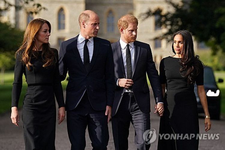 <strong>2022년 9월 여왕 장례 당시 윌리엄·해리 형제와 부인들</strong>