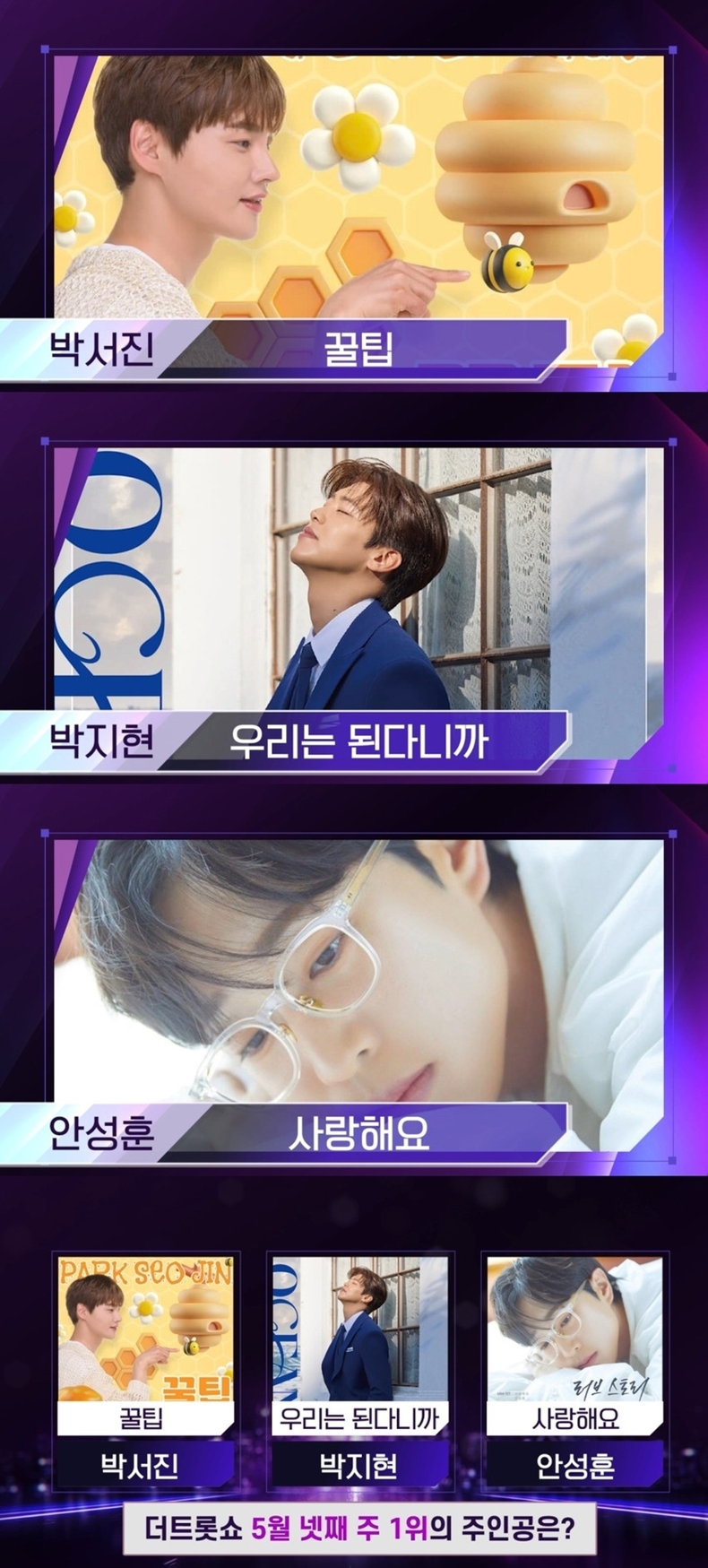 박지현‧안성훈‧박서진, 26일 ‘더 트롯쇼’ 1위 대결/사진=SBS 미디어넷
