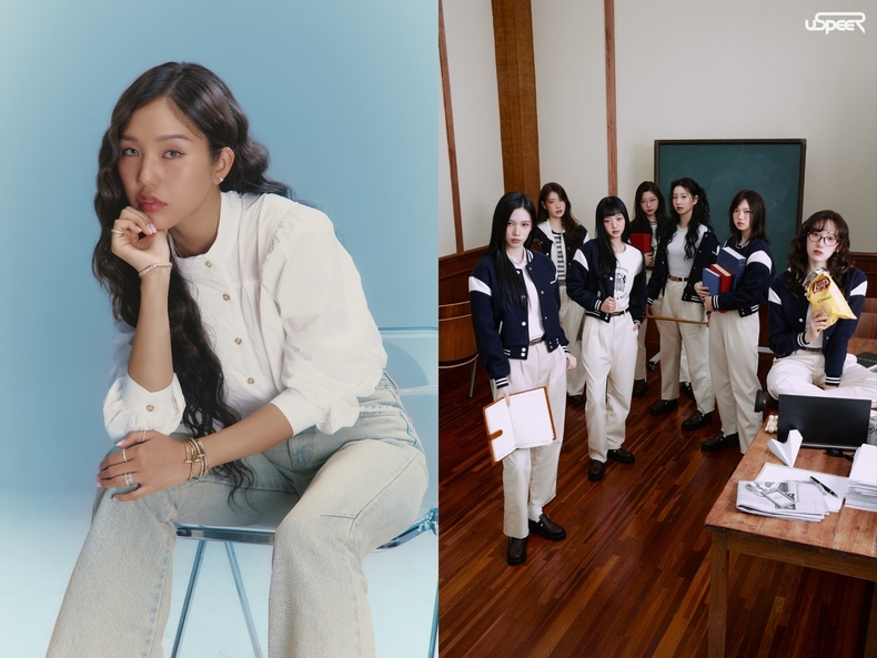 오마이걸 미미(왼쪽)와 USPEER/사진제공=알비더블유, WM엔터테인먼트