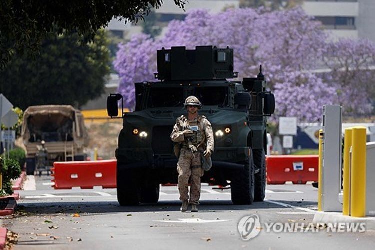 LA 시위 현장에 투입된 미 해병대