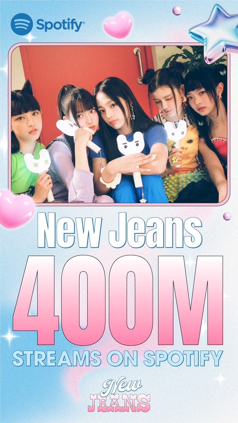 ‘New Jeans’, 스포티파이 4억 재생 돌파/사진=어도어