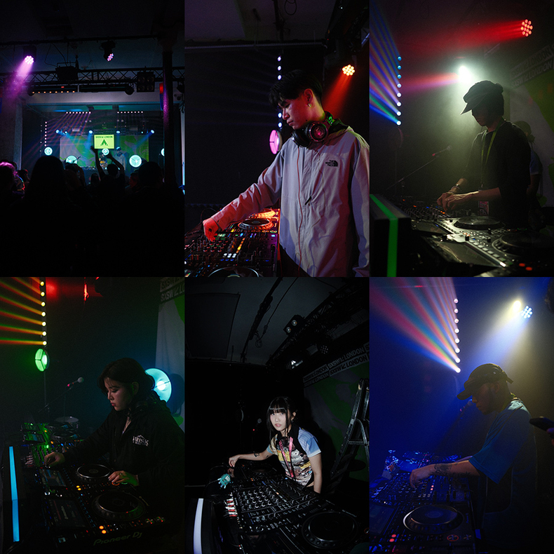 SXSW London(사우스 바이 사우스웨스트 런던) 공연 모습. 왼쪽 윗줄부터 전경, Coziest, Mar Vista, 7ip7o3, yunji, h4rdy/사진=SM엔터테인먼트