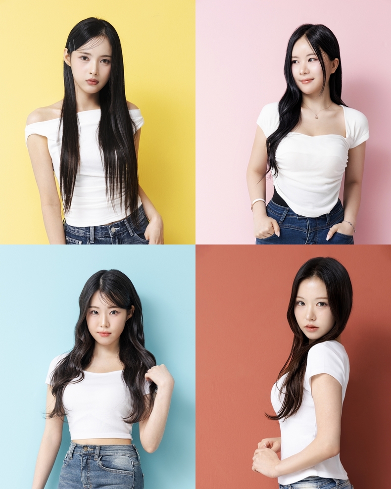 가비엔제이 5기 개인 프로필(왼쪽 상단부터 리엘, 루안, 예잔, 나예)/사진=알비더블유, DSP미디어