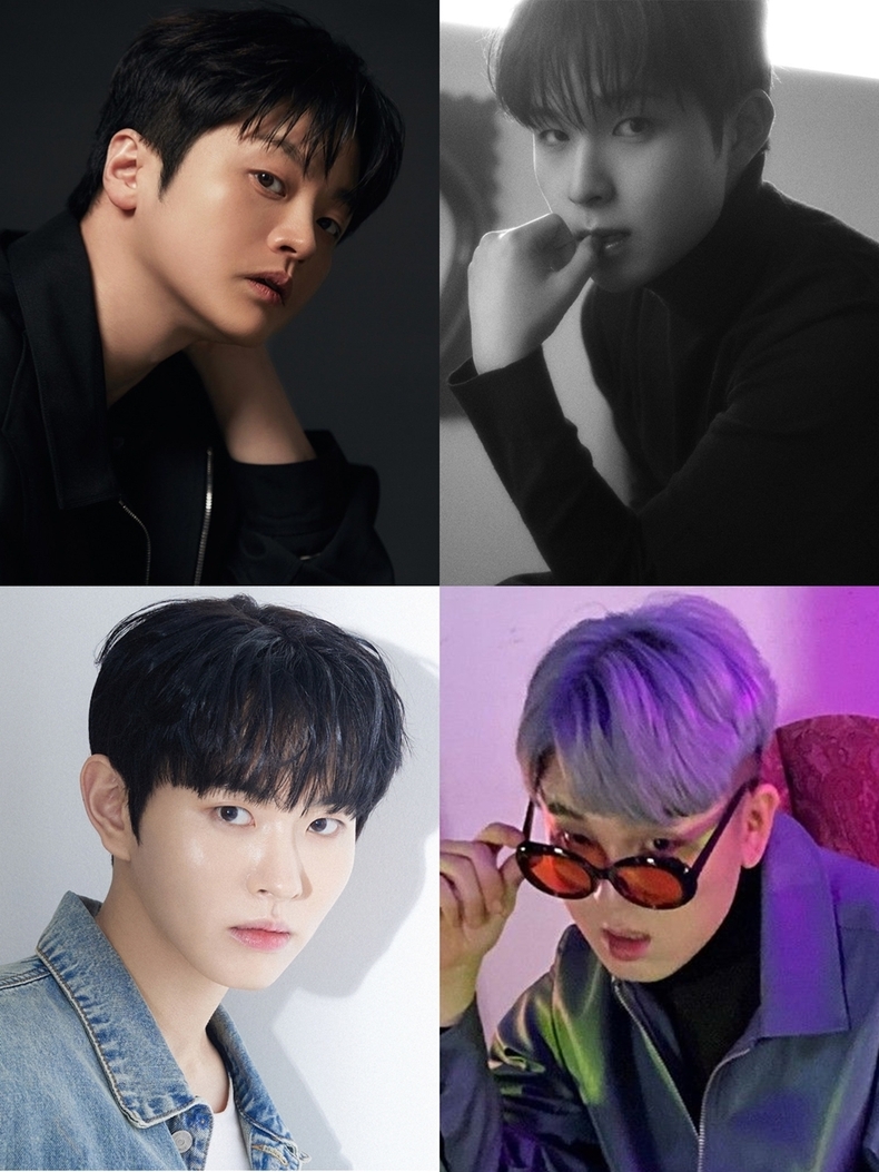 (왼쪽 위) 황가람·범진, (왼쪽 아래)이병찬·퍼핏보이/사진=싱어송라이터협회, JMG(더블엑스엔터테인먼트)