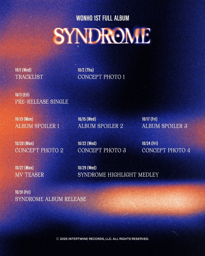 원호(WONHO) 첫 번째 정규 앨범 '신드롬(SYNDROME)' 스케줄러 공개/사진=하이라인엔터테인먼트