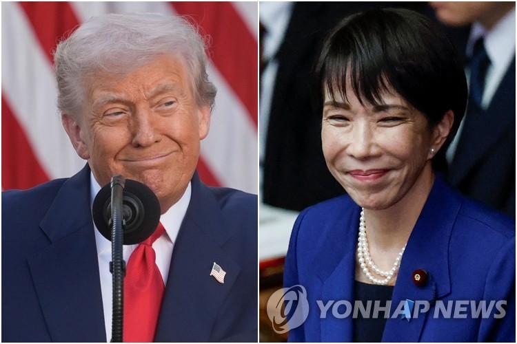 트럼프 미국 대통령(왼쪽)과 다카이치 사나에 일본 총리