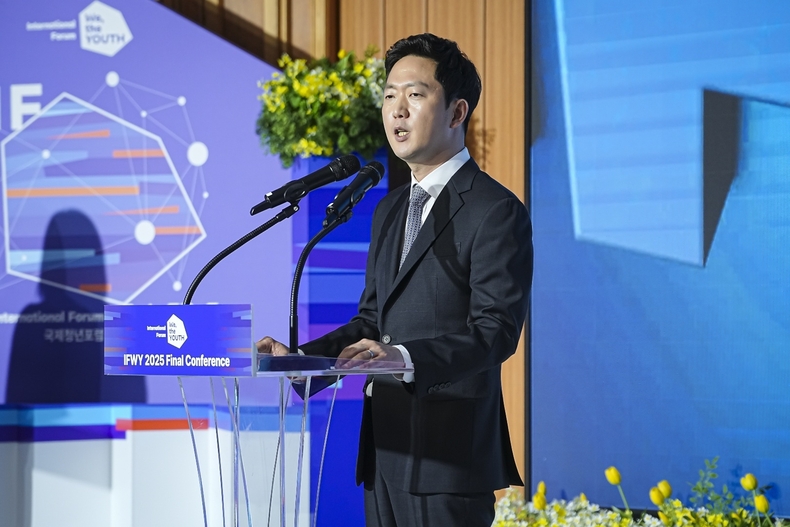 이재상 하이브 대표이사 IFWY 개막식서 격려사/사진=하이브